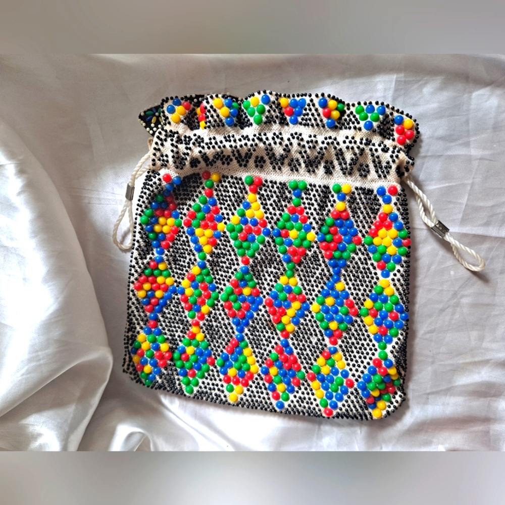Beaded Drawstring Purse | Reversible inside out flexibility